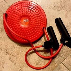 BALLY Total Fitness Twist Board with Resistance Tubing 10" Circle Red & Black